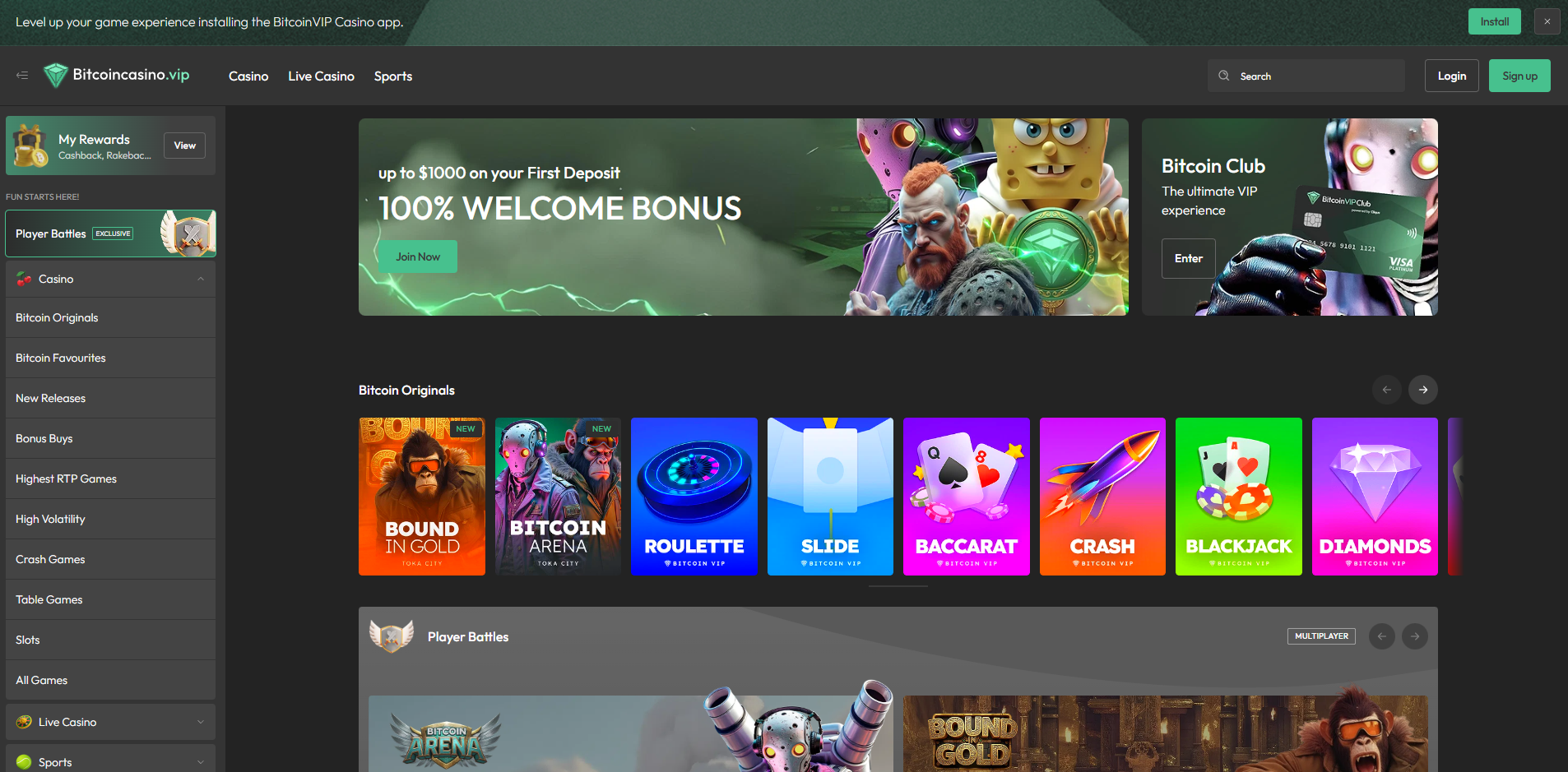 BitcoinCasinoVIP Screenshot